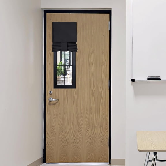 Blackout Shade for Door Window, 8"x36" Black, Room Darkening for Classroom & Office, 1 Panel