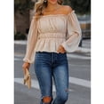 thumbnail image 2 of Blusa informal para mujer, camiseta plisada de fibra de poliuretano para mujer, manga larga elástica para uso diario LYUMO ropa de mujer, 2 of 6