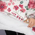 thumbnail image 3 of Oversized Wearable Blanket Hoodie,Pioneer Flower Floral Print Pattern Sherpa Blanket Hoodie with Super Pockets,Super Warm Fuzzy Pullover for Women & Men, 3 of 6