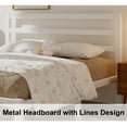 thumbnail image 6 of E-motie Full Size Metal Platform Bed Frame with Headboard, Heavy Duty Metal Slat Mattress Foundation, Easy Assembly, No Box Spring Needed, White, 6 of 8