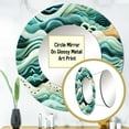 thumbnail image 3 of Designart "Oceanic Wave Chevron" Graphic Print Round Mirror Wall Decor Coastal - Large Green Round Bathroom Mirror - Round Mirror - 29" x 29", 3 of 6