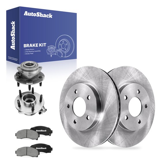 AutoShack Front Vented Brake Rotors   Ceramic Pads   Hub Bearing Assembly 8-PC Brake Kit Replacement for 2002-2007 Saturn Vue 2005-2006 Chevrolet Equinox 2006 Pontiac Torrent 11.65" (296 mm)