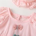 thumbnail image 4 of HWJAD Cotton Linen One-Piece Romper Dress and Hat Set for Infant Baby Girls Toddler Eyelet Embroidery Dresses Summer Outfits, 4 of 9