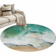 thumbnail image 2 of Area Rug 48in, Summer Ocean Beach Seaside Floor Carpet Living Room Rug, Sea Wave Ombre Seashore Non-Slip Welcome Mat Indoor Rugs for Bedroom Dining Room, 2 of 9