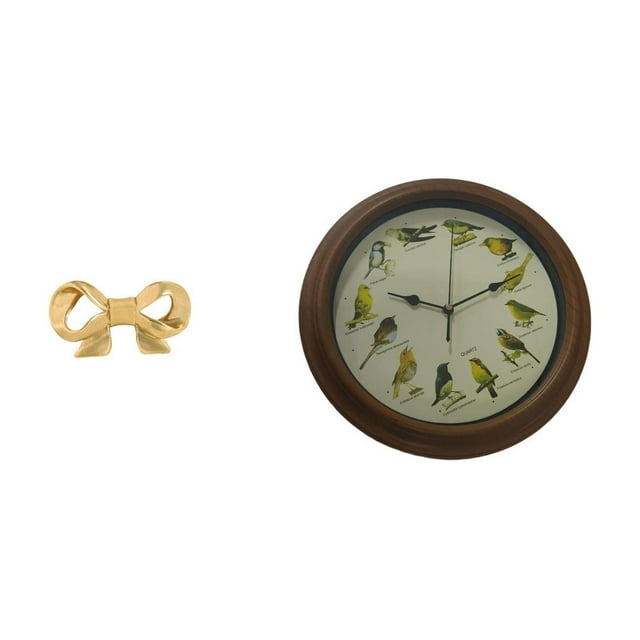 Asa de mueble,Tirador de latón con forma de lazo para muebles o armario,Reloj de pared,Reloj de pared de pájaro cantor de 10 pulgadas para decoración del hogar,Relojes de pared decorativos
