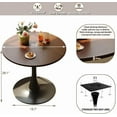 thumbnail image 3 of 24" Tulip Table for 2-3 Persons Walnut Modern Round Dining Tables Mid-Century Kitchen Table Wooden MDF Top Steel Base Small for Living Room Balcony Leisure (Walnut, 23.6"), 3 of 7