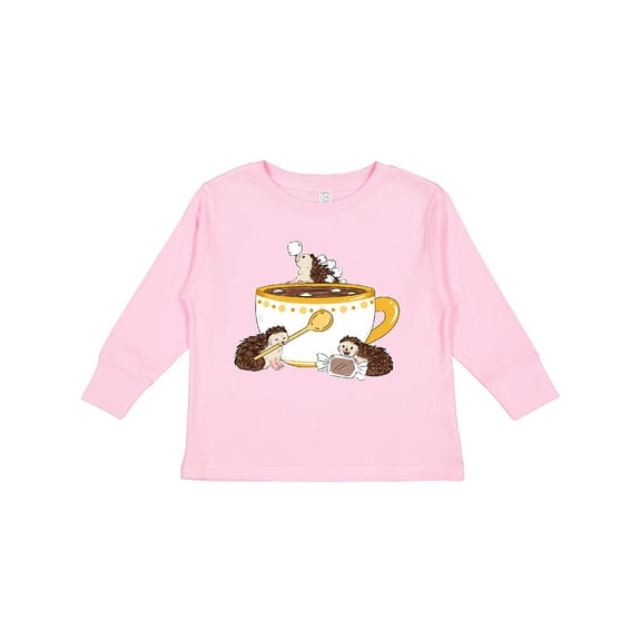 Inktastic Cute Hot Chocolate Hedgehogs Boys or Girls Long Sleeve Toddler T-Shirt