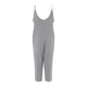 thumbnail image 3 of Gibobby Monos Holgados Mono sin mangas con cuello en V para mujer, informal, liso, de verano, con pierna ancha, pantalones con pechera, mono con botones y bolsillos con botone(Gris， XXL), 3 of 5