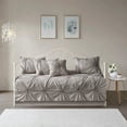 thumbnail image 5 of Noaman 6-Piece Reversible Daybed Cover Set, Twin Size, Dark Gray, Puckered Diamond Design with Tufting and Shams, 5 of 8