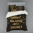 thumbnail image 1 of Saying Duvet Cover Set, Collect Moments Not Things Modern Philosophical Approach, Bedding Set with Shams and Fitted Sheet, 3 Sizes, by Ambesonne, 1 of 3