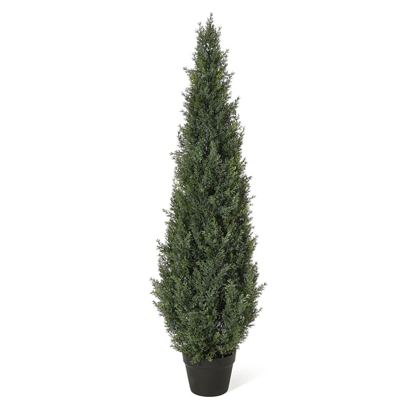 Artificial Cedar Topiary Tree,4 ft Tall Fake Cypress Trees for Home Decor,Evergreen Plant for Front Porch, Garden, Patio,1PC