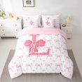 thumbnail image 2 of Homewish Letter Monogrammed L 7-Piece Twin Bedding Set - Kawaii Pink Bow Princess, 2 of 8