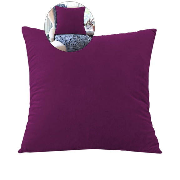 WNFJR Solid Velvet Throw Pillow Covers, Cozy Soft Pillow Cases for Sofa Couch Bed and Living Room - 18x18 Inch(Dark Purple)