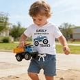 thumbnail image 2 of Xudanell Toddler Baby Boy Summer Clothes 2T 3T 4T 5T Boys Outfit Letter Truck Short Sleeve T-Shirt Tops + Shorts Set (2-3 Years,White), 2 of 6