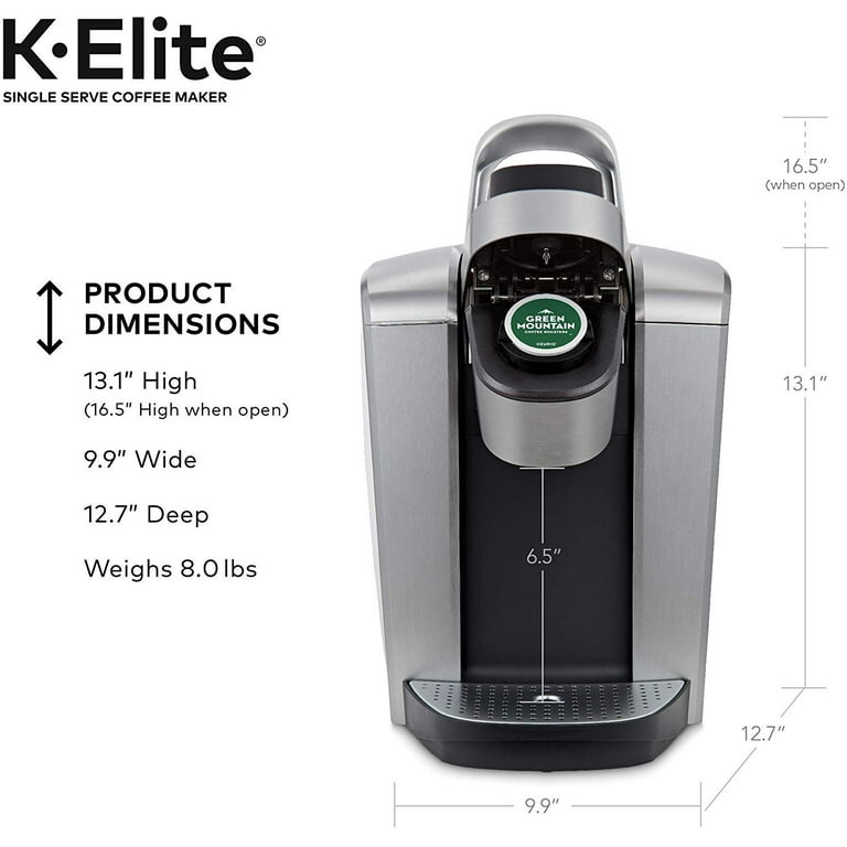 Keurig K-Elite Coffee Maker, Single Serve K-Cup Pod Coffee Brewer, With Iced Coffee Capability, Brushed Silver Keurig K-Elite Coffee Maker, Single Serve K-Cup Pod Coffee Brewer, With Iced Coffee Capability, Brushed Silver