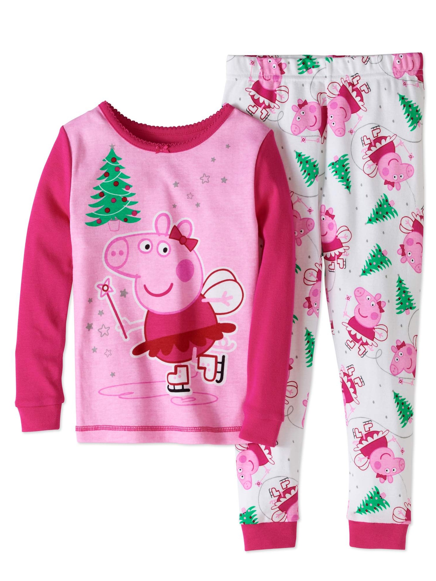 Peppa Pig Girls/' Toddler Christmas// Holiday 2 Piece Cotton Tight Fit Set Size 2T