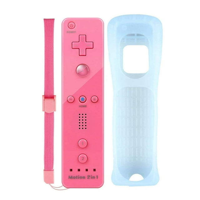 Motion Plus Remote Controller For Nintendo Wii And Wii U, Wireless Controller Motion Plus Remote Control For Nintendo Wii And Wii U With Silicone Cover And Wristband (Pink)