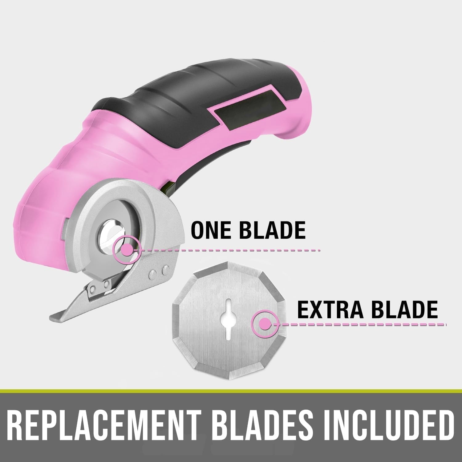 Cordless Electric Scissors, 4V Mini Cardboard Cutter, Carpet Cutter, Box Cutter W/a Self-sharpening Blade, Rotary Cutter for Cardboard, Plastic, Leather, and Packages (Pink)