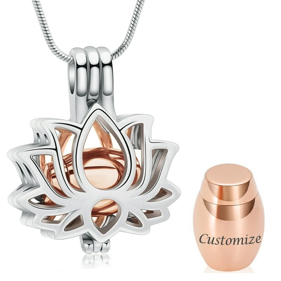 Keepsake Lotus with Mini Urn Pendent for Ashes and Chain Memorial Cremation Jewelry for Ashes of Loved One Urn Necklace Lockets for Human Ashes Pet Ashes Holder