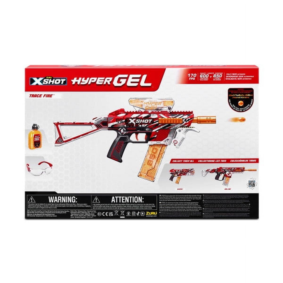  XShot Hyper Gel Trace Fire Blaster, Semi and Fully Automatic Gel  Blaster & 10,000 Gellets, 600 Capacity Hopper & 850 Capacity Mag, Ages 14 &  Up by ZURU : Toys & Games