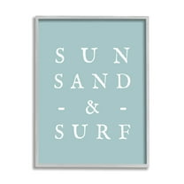 Stupell Industries Sun Sand & Surf Phrase Inspirational Painting Gray Framed Art Print Wall Art, 11 x 14