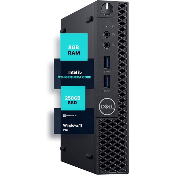 Restored Dell Desktop PC, Core i5-9500T, 8G RAM, 250G SSD, WiFi, BT, Windows 11 Pro
