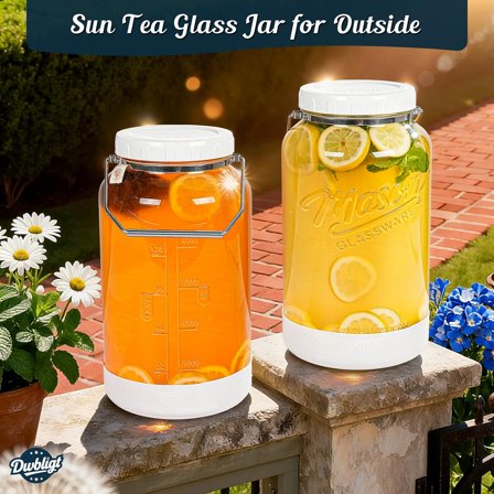 [NEW] 1.5 Gallon Huge Glass Jar with Airtight Lid, Wide Mouth Large Mason Jars for Fermenting, Pickling, Canning, Water Glassing Eggs, Kombucha, and Food Storage – with Handle & Scale Marks(2 Packs)