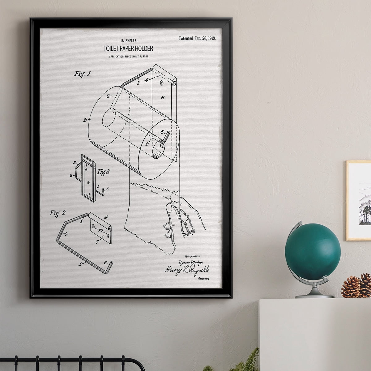 Toilet Paper Patent II Premium Classic Framed Print - Ready to Hang