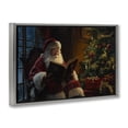 thumbnail image 4 of Stupell Industries Santa Reading by Tree Holiday Painting Gray Floater Framed Canvas Art Prints Wall Art, 31 x 21, 4 of 10