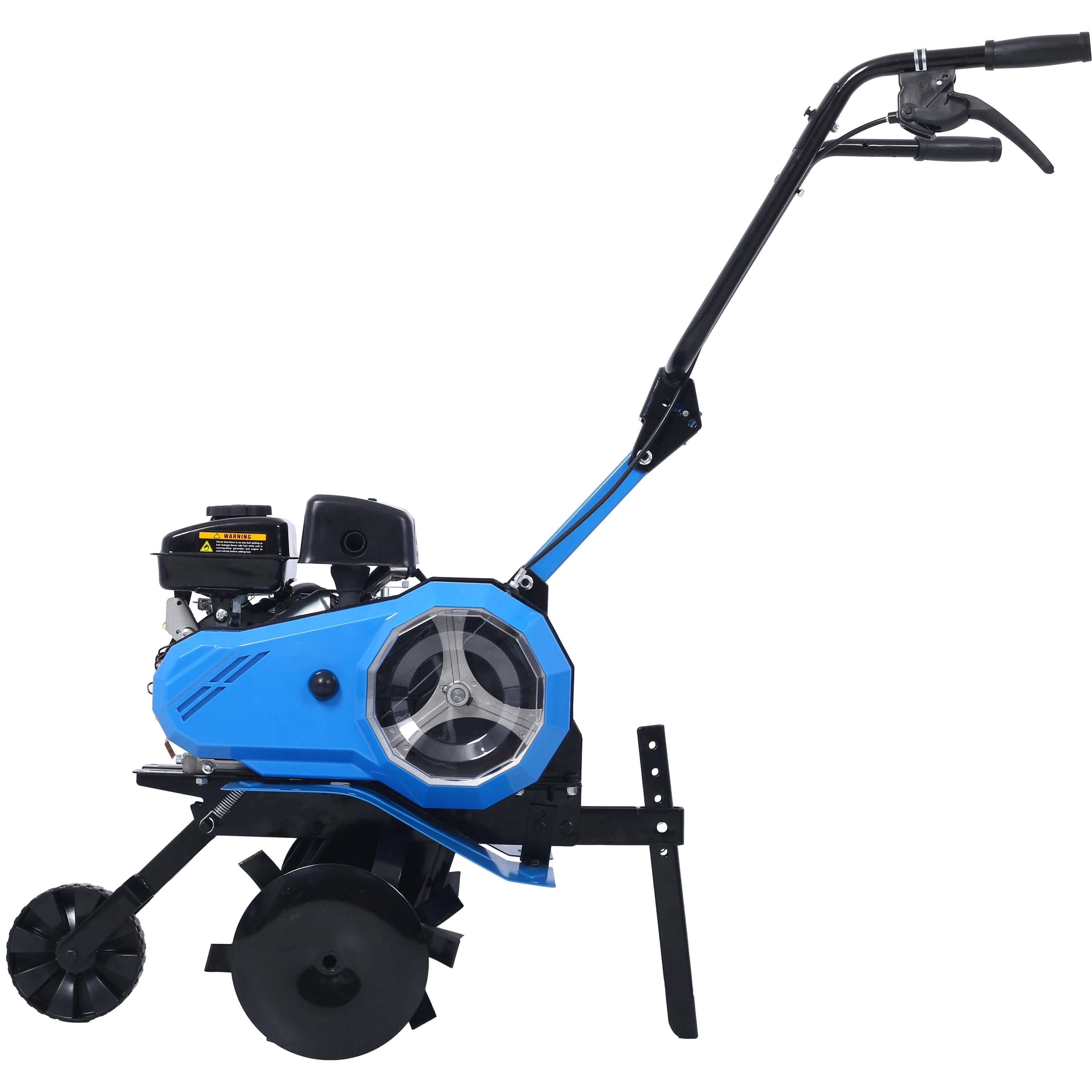LuckyNote 78.5CC 4-Cycle Gas Tiller and Cultivator 2-in-1, 18 Inch Tilling Width, Adjustable Depth with Wheels Blue