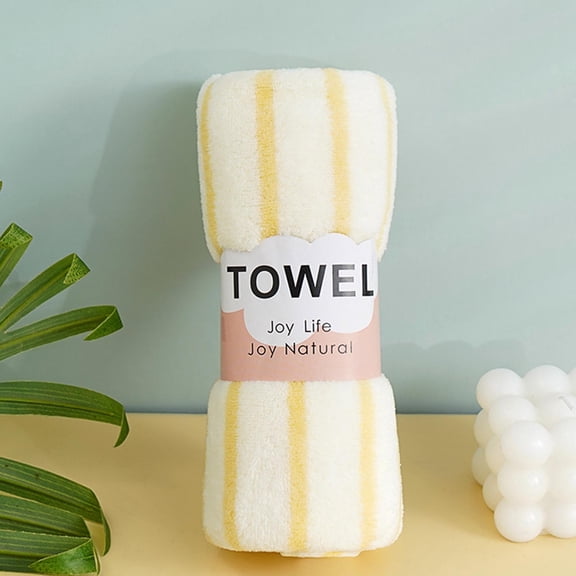 Velvet Face Towel, Quickly-Dry Absorbent Striped Washcloth for Gym & Travel, Gentle Spa Skincare Cleansing Cloth, 11.8x23.6in (Yellow)