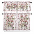 thumbnail image 2 of Kitchen Window Curtains Valance and Tier Set, Spring Pink White Magnolia Flower Rod Pocket Tier Curtain Valance Set, Blossom Floral Leaves Light Filtering Cafe Curtains for Bedroom Living Room, 2 of 9