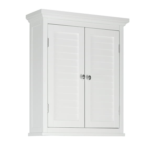 Teamson Home Shutter Door Bathroom Cabinet Wooden Storage Unit Wall Mounted 2 Doors White