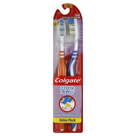 Colgate Wave ZigZag Soft Full Manual Toothbrush, 2 Ct