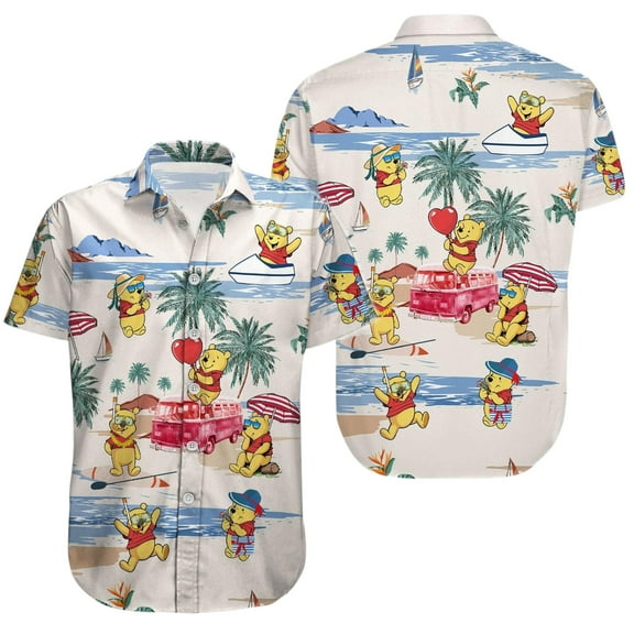Winnie the Pooh and Friends Hawaiian Shirt, Disney Summer Beach Tee