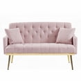 thumbnail image 3 of Soft Teddy Fabric 2-Seater Sofa with Gold Legs, 3 of 8