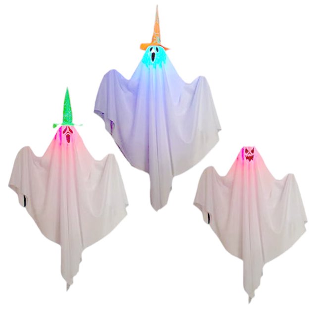 Likrtyny Juego 3 Piezas Fantasma Halloween Modelo Fantasma Iluminado Terror para Interior Y Exterior
