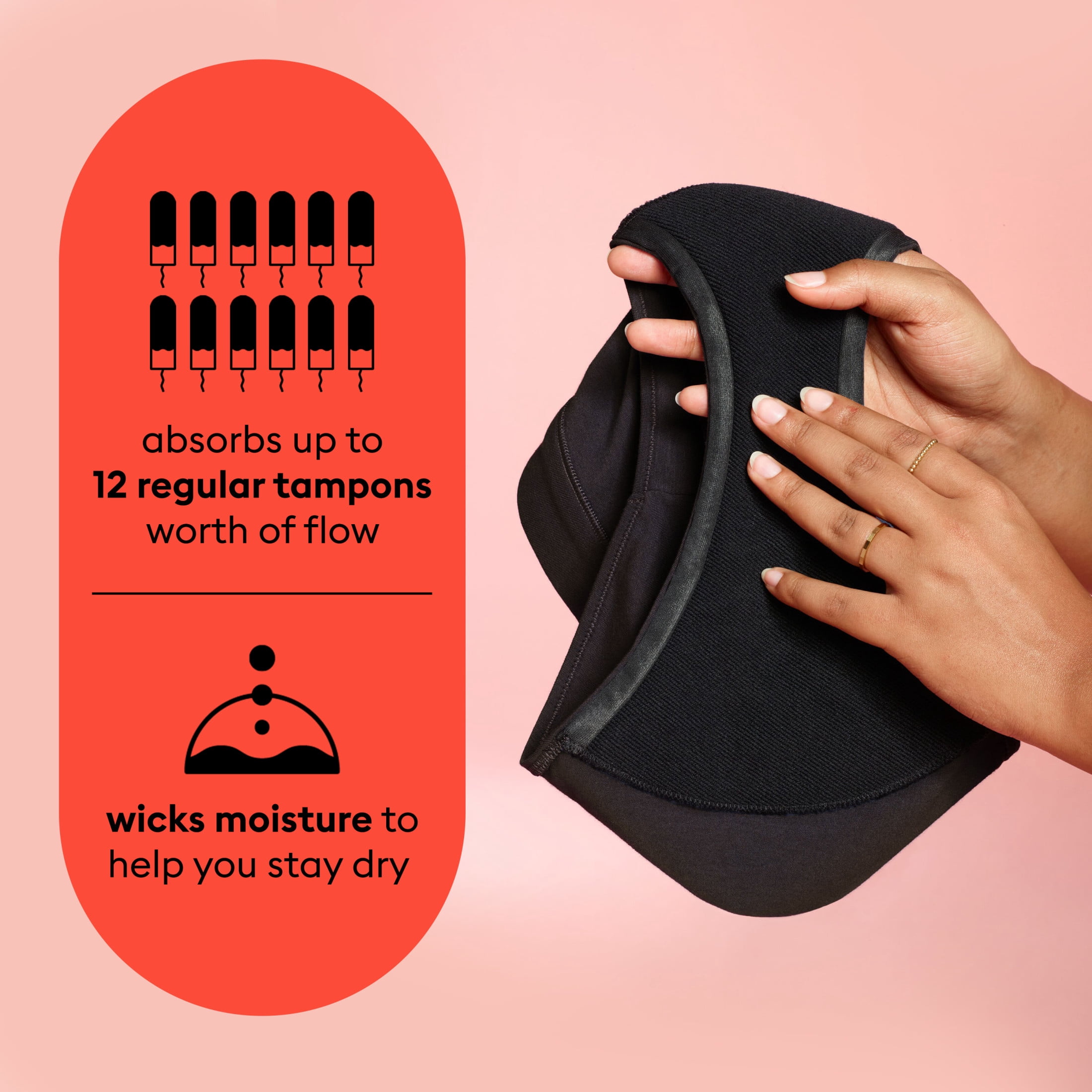(2 pack) Thinx for All Women's Everyday Comfort Brief Leakproof Period Underwear, S-XL, Black