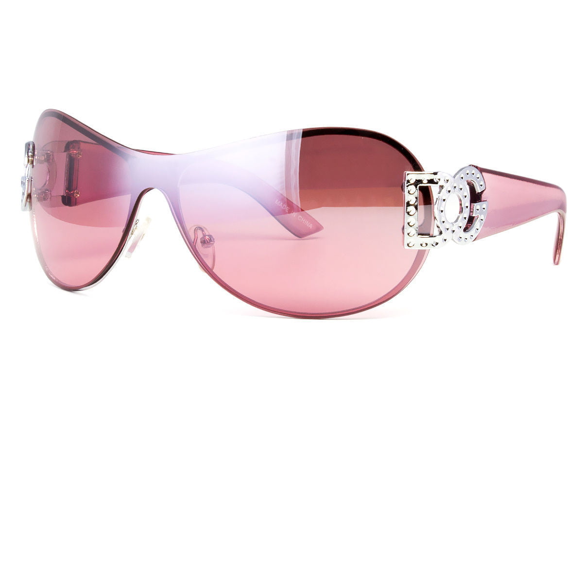 Womens DG Eyewear Fashion Designer Shield Wrap Sunglasses Shades Black Oversized 