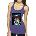 thumbnail image 1 of Trippy Neon Space Astronaut Lunar Cat | Womens Cat Lover Premium Tri-Blend Racerback Tank Top, Purple Rush, Small, 1 of 4