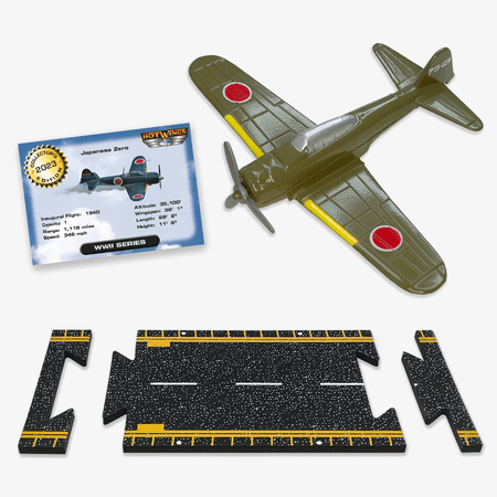 Hot Wings Japanese Zero Die Cast Collectible Plane with Connectible Runway