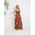 thumbnail image 5 of Women's Floral Print Dress - Fashionable, Sexy, Spaghetti Strap, Backless, Slim Fit Dress, 5 of 6