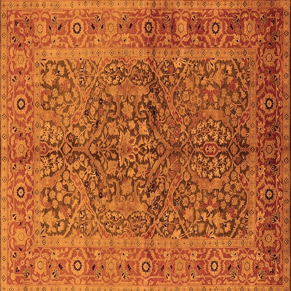 Ahgly Company Indoor Square Oriental Orange Industrial Area Rugs, 8' Square