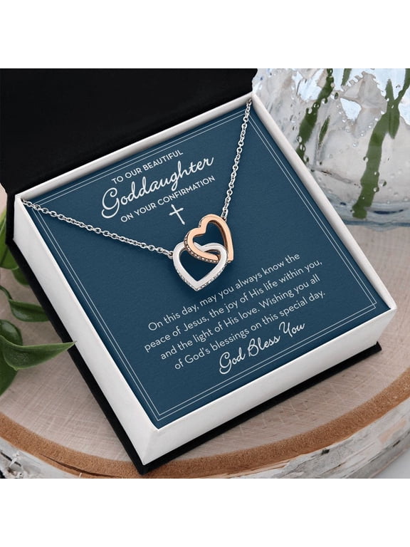 Goddaughter Confirmation Gift, Confirmation Necklace for Goddaughter from Godparents, Multi Interlocking Heart Necklace