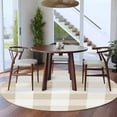 thumbnail image 5 of Beige Plaid Round Area Rug 5ft Washable Large Round Rug for Living Room, Soft Non-Slip Circle Rugs for Dining Room, Spring Summer Farmhouse Buffalo Checkered Floor Carpet for Bedroom Entryway Office, 5 of 7