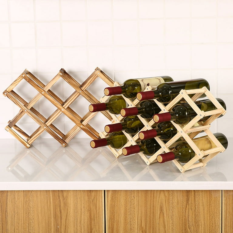 Jiaroswwei Creative Folding Red Wine Rack Wooden Durable Grape Liquor Holder Home Supply