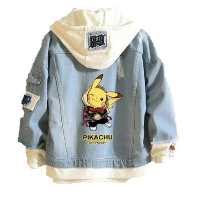 Pack de Pikachu fresco travieso lindo moda anime chaqueta vaquera