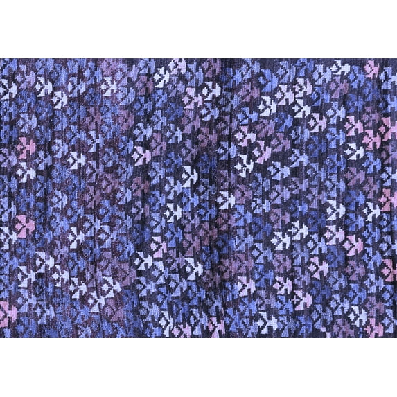 Ahgly Company Machine Washable Indoor Rectangle Abstract Blue Contemporary Area Rugs, 2' x 5'