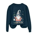 thumbnail image 4 of larppty Cute Gnomes Print Sweatshirt for Women Fall Christmas Graphic Party Crewneck Tops （Navy, XL）, 4 of 6