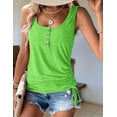 thumbnail image 3 of Womens U Neck Tank Tops Summer Sleeveless Loose Button Casual Henley Shirts Grass Green XL, 3 of 8